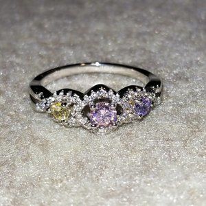 Fragrant Jewels - Silver Ring with 3 Color Stones